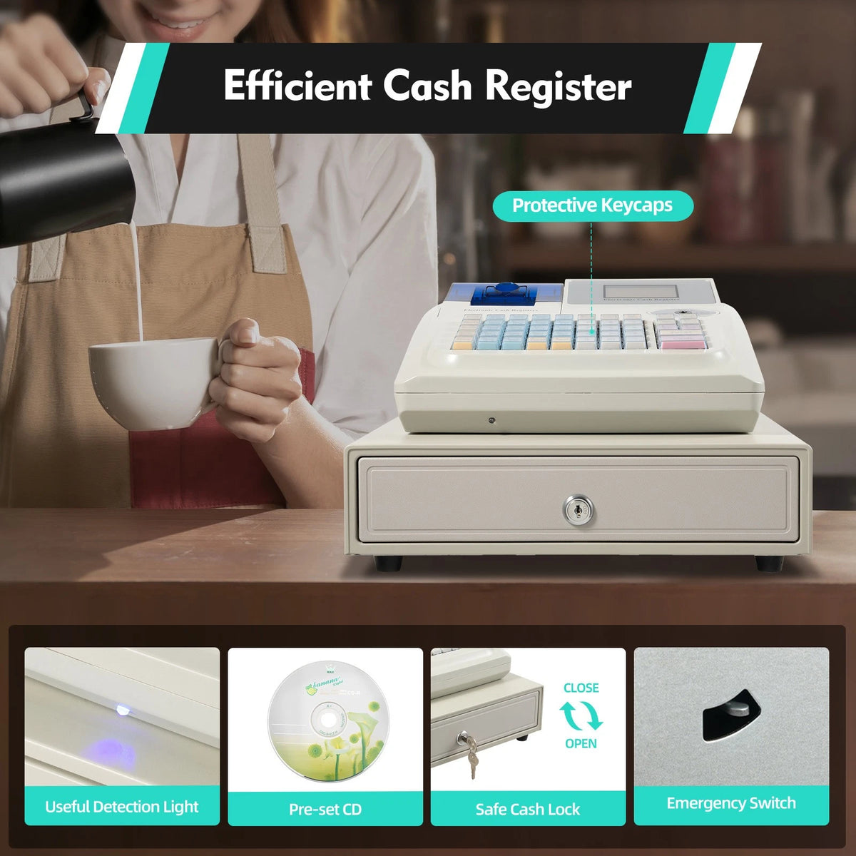 Electronic Cash Register 48 Keys with Thermal Printer