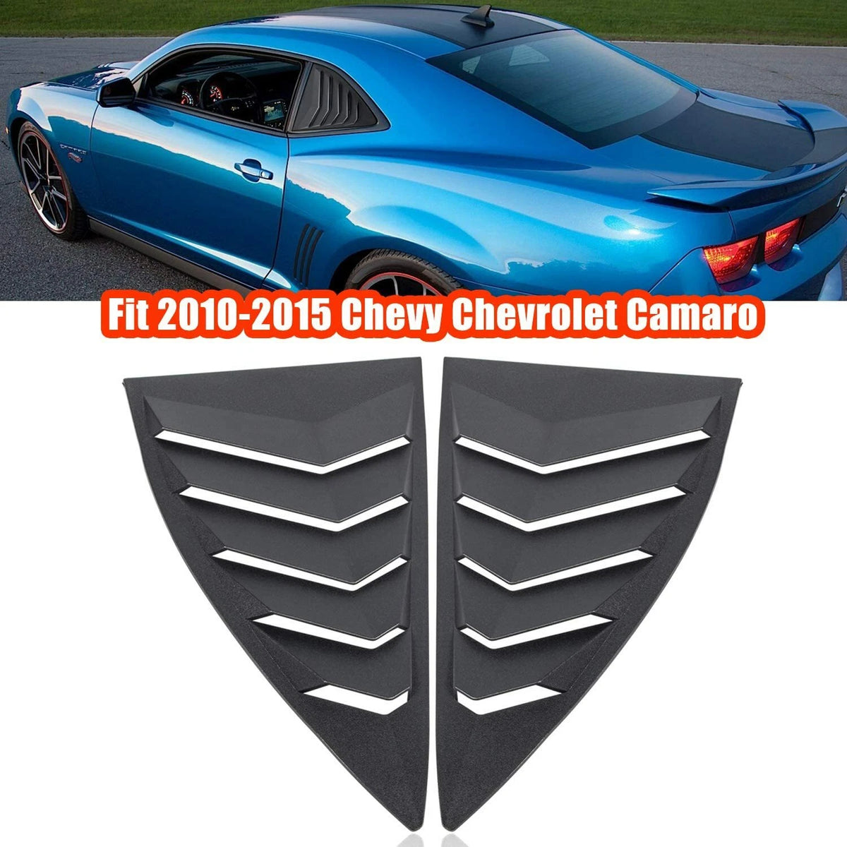2X Matte Black Side Window Louvers for Chevy Camaro (2010–2015)