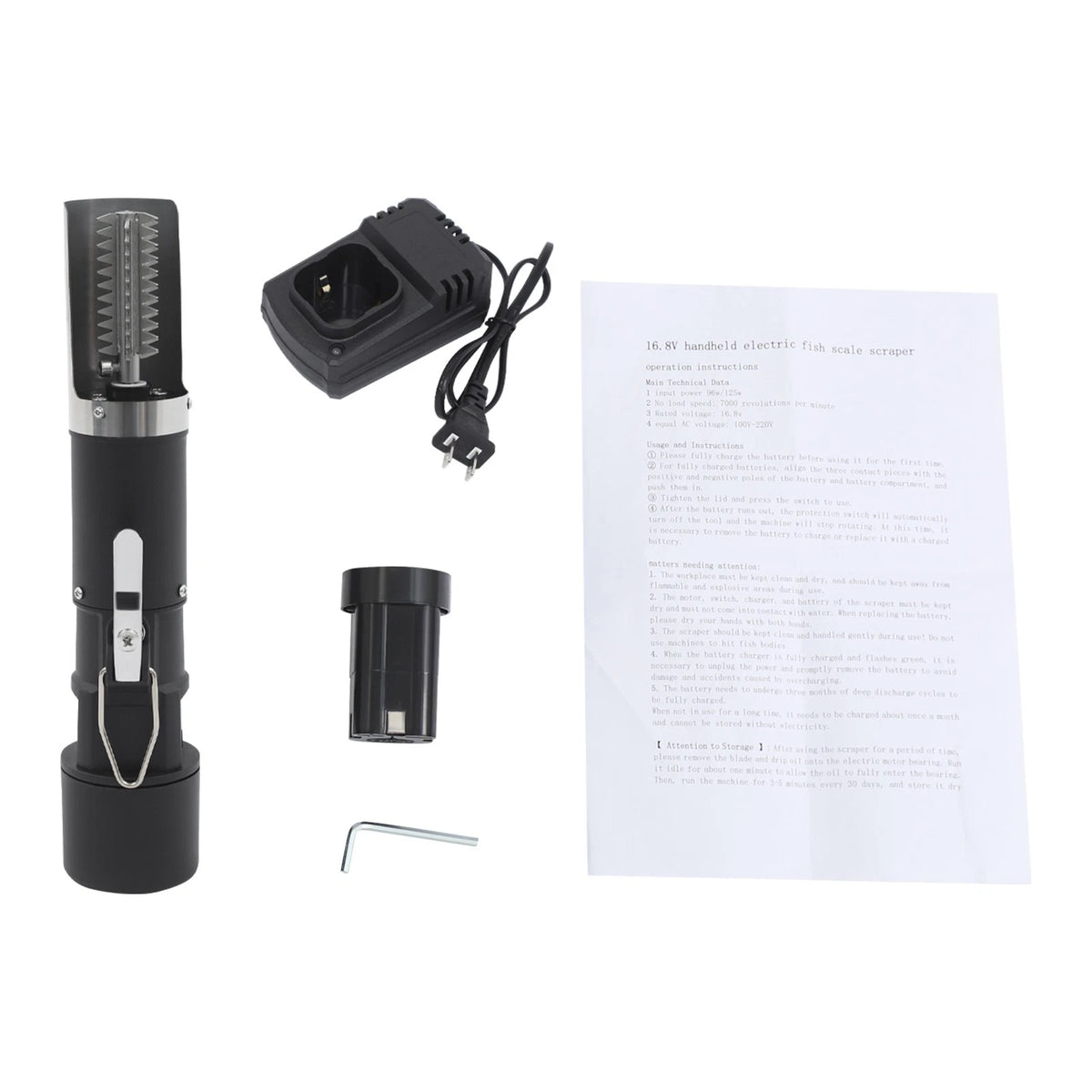 Electric Fish Scaler for Universal Use (Rechargeable, 7k RPM)