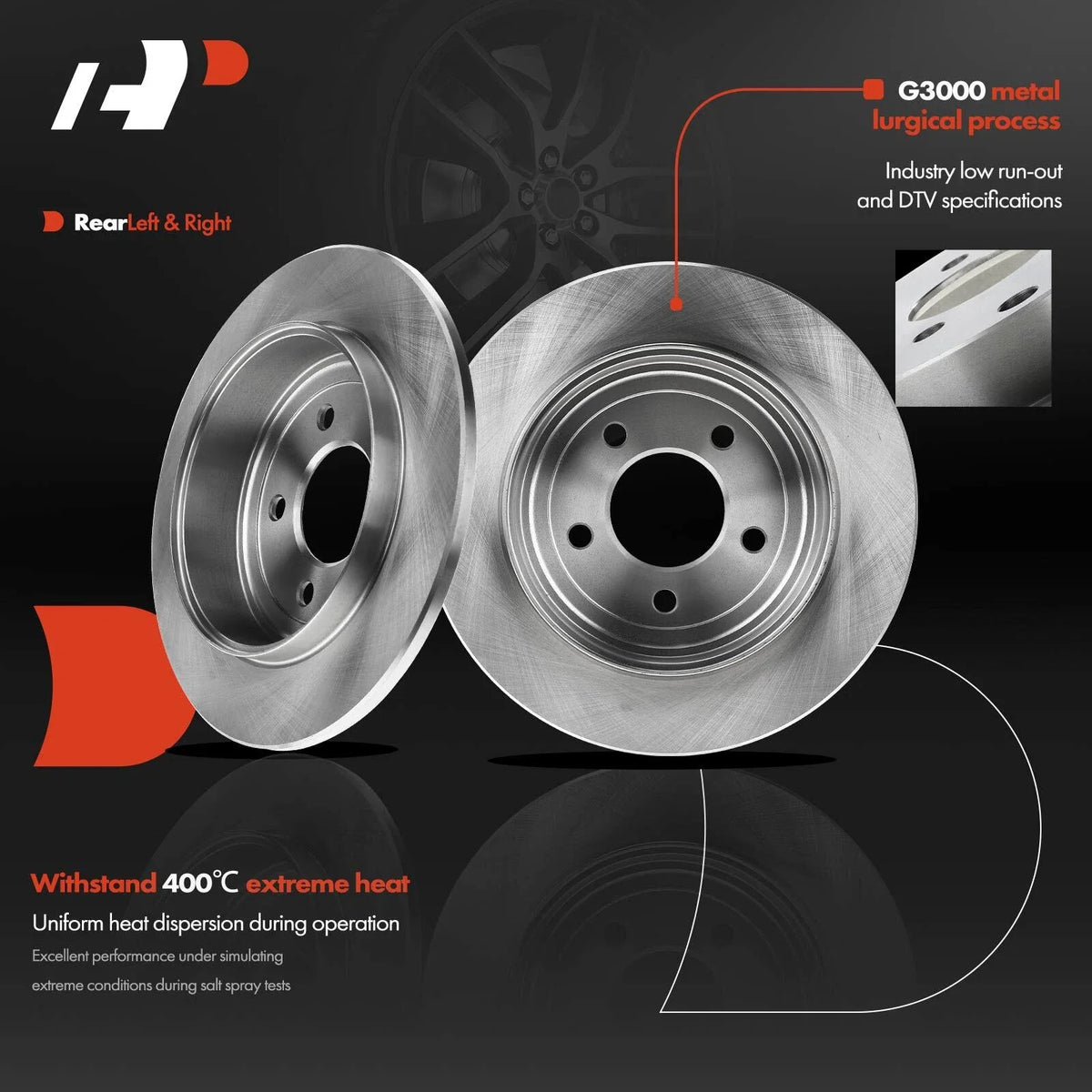 Set of 2 Rear Disc Brake Rotors & Ceramic Pads for Ford Escape (2005–2008)