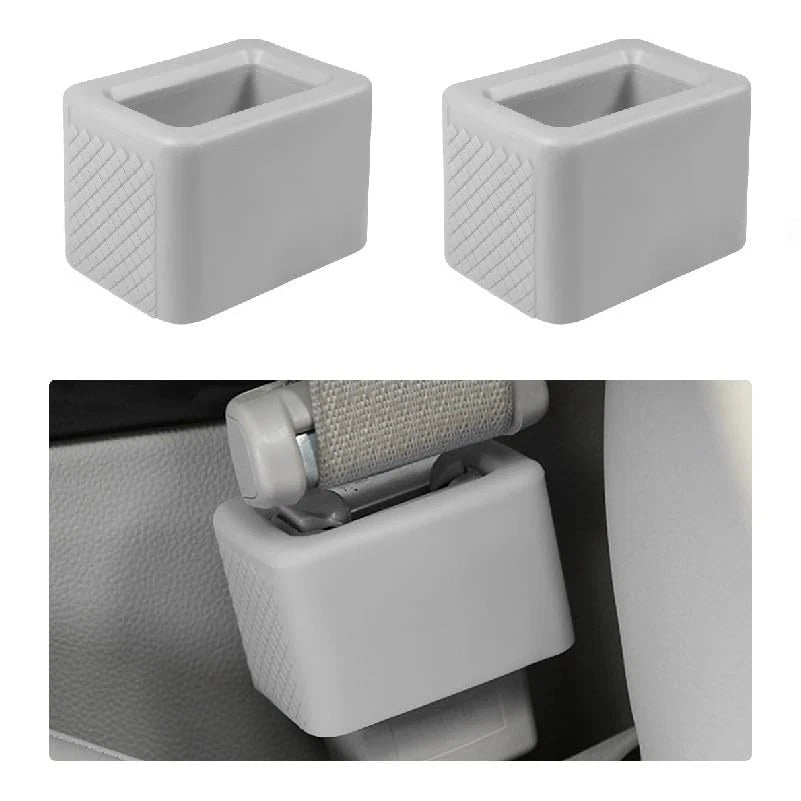 2X Seat Belt Buckle Holder for Auto Rear Seat (Light Gray)