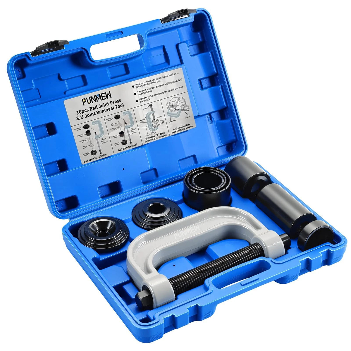 10-Piece Ball Joint Press Kit & U Removal Tool for Automotive Use