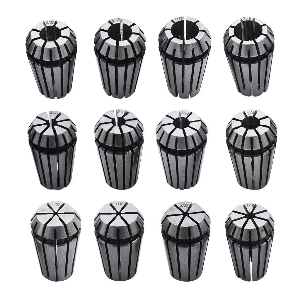 12PCS ER16 Spring Collet Set for CNC Milling Lathe Tool (1/32"-3/8")