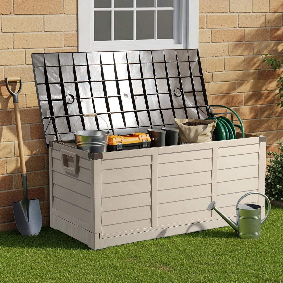 75GAL Portable Folding Storage Box with 2 Wheels for In/Outdoor Use