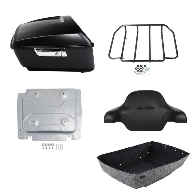 Matte King Trunk Backrest Luggage Rack Plate for Harley Touring FLHT (2014–2026)