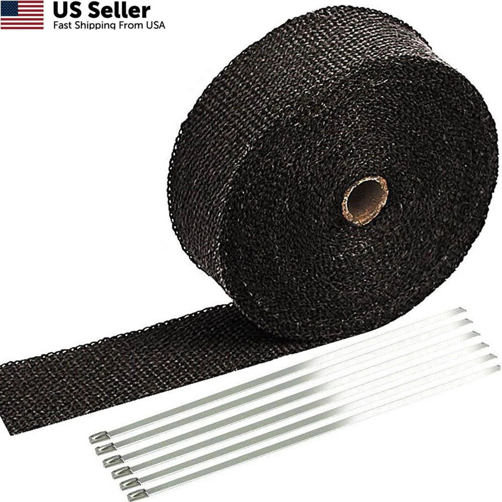 2" x 50' Black Exhaust Heat Wrap Roll for Motorcycle (Universal Fit)