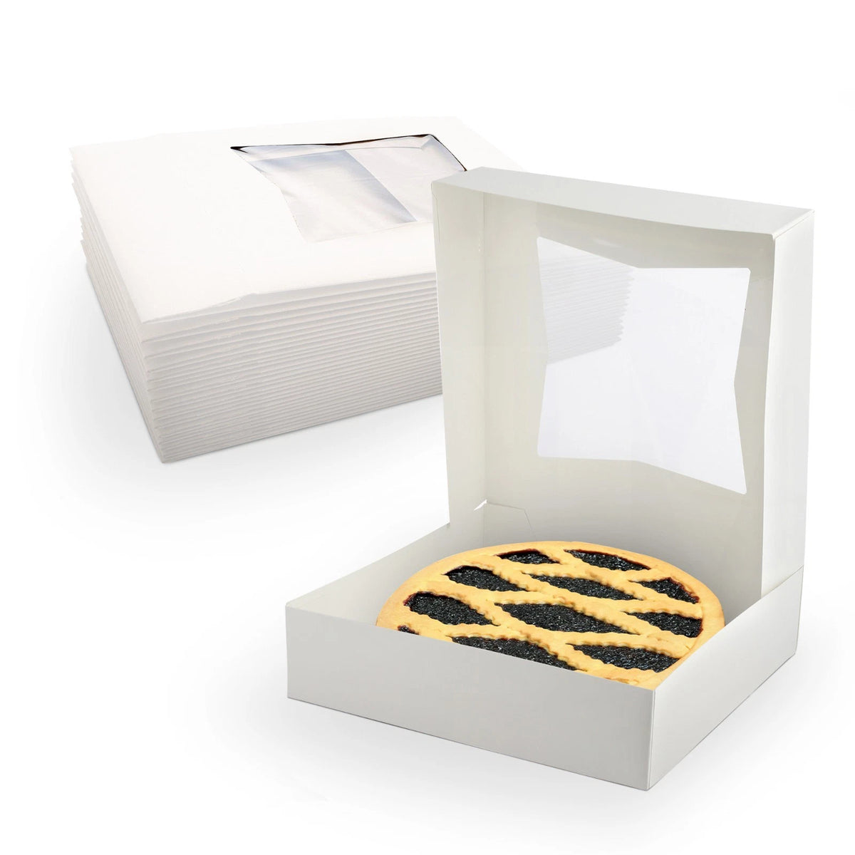 Pack of 25 White Bakery Boxes - 9" x 9" x 2.5" Treat Boxes