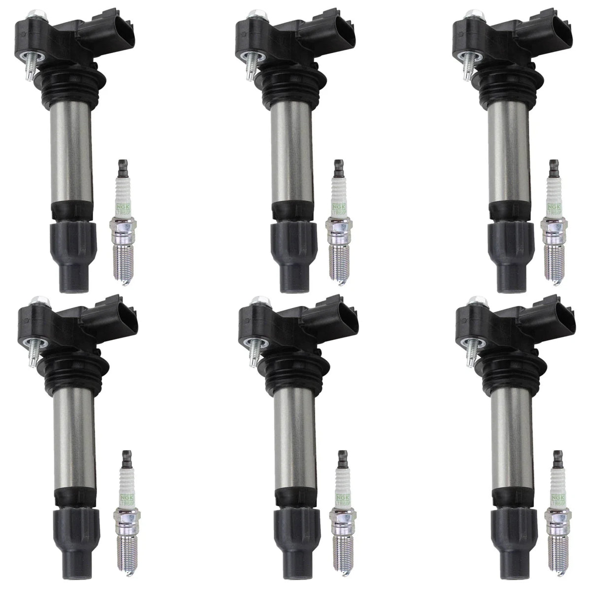 Set of 6 Ignition Coils & NGK Platinum Spark Plugs for ATS Aura CTS Impala (V6)