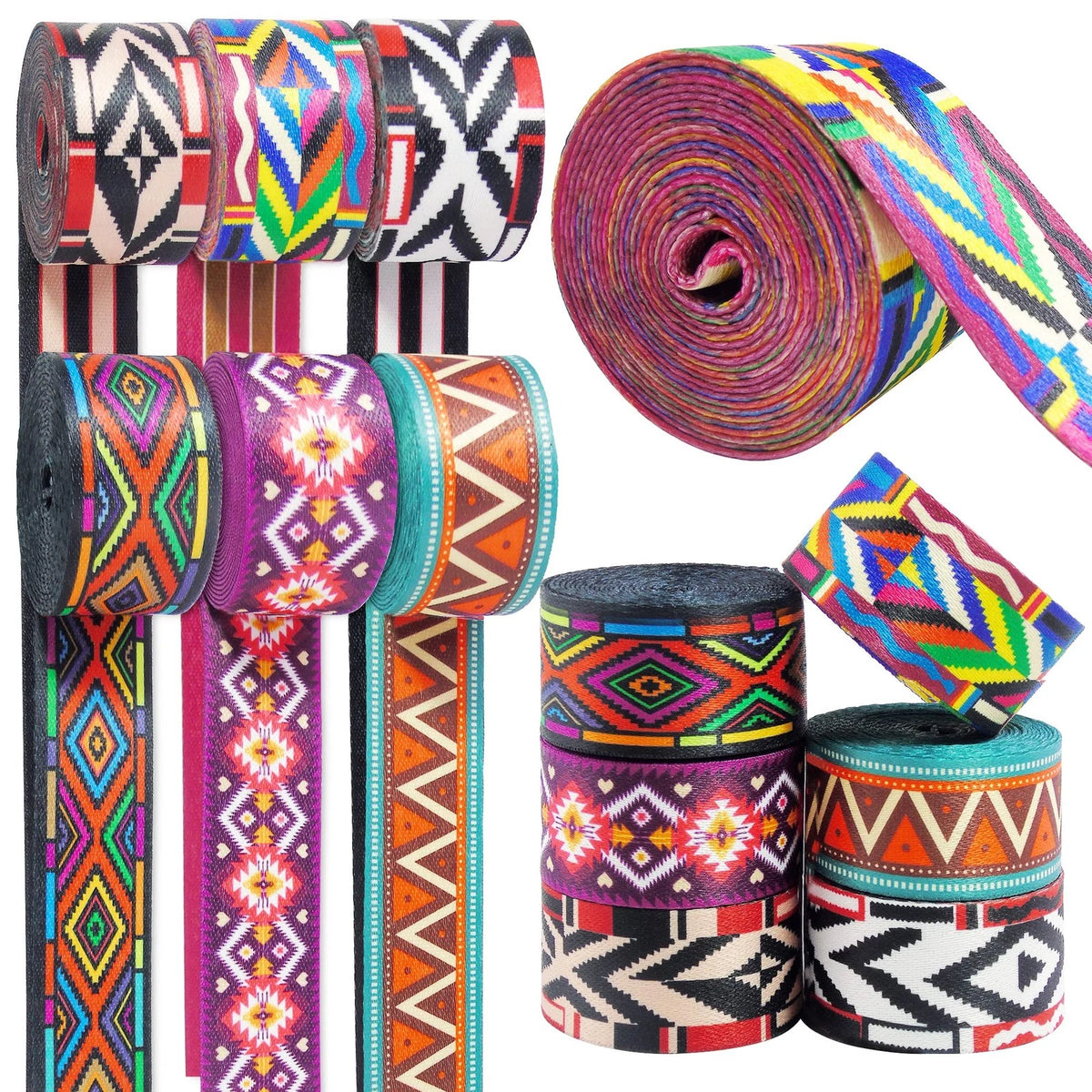 6 Rolls Bohemian Nylon Tape for Various Applications (65 ft x 1.5 in)