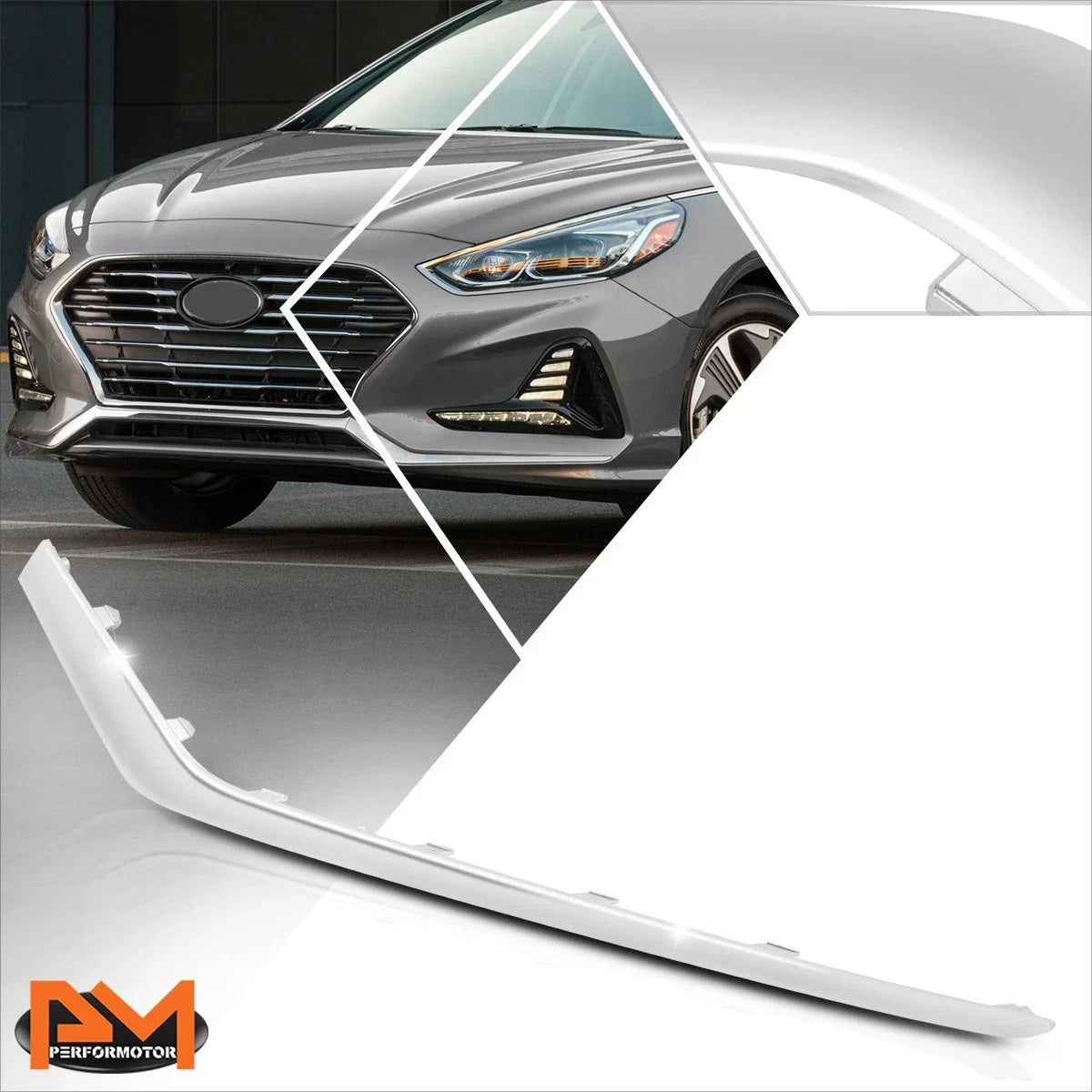 Front Driver Left Lower Bumper Cover Molding for Sonata (2018–2019) Polished Chrome