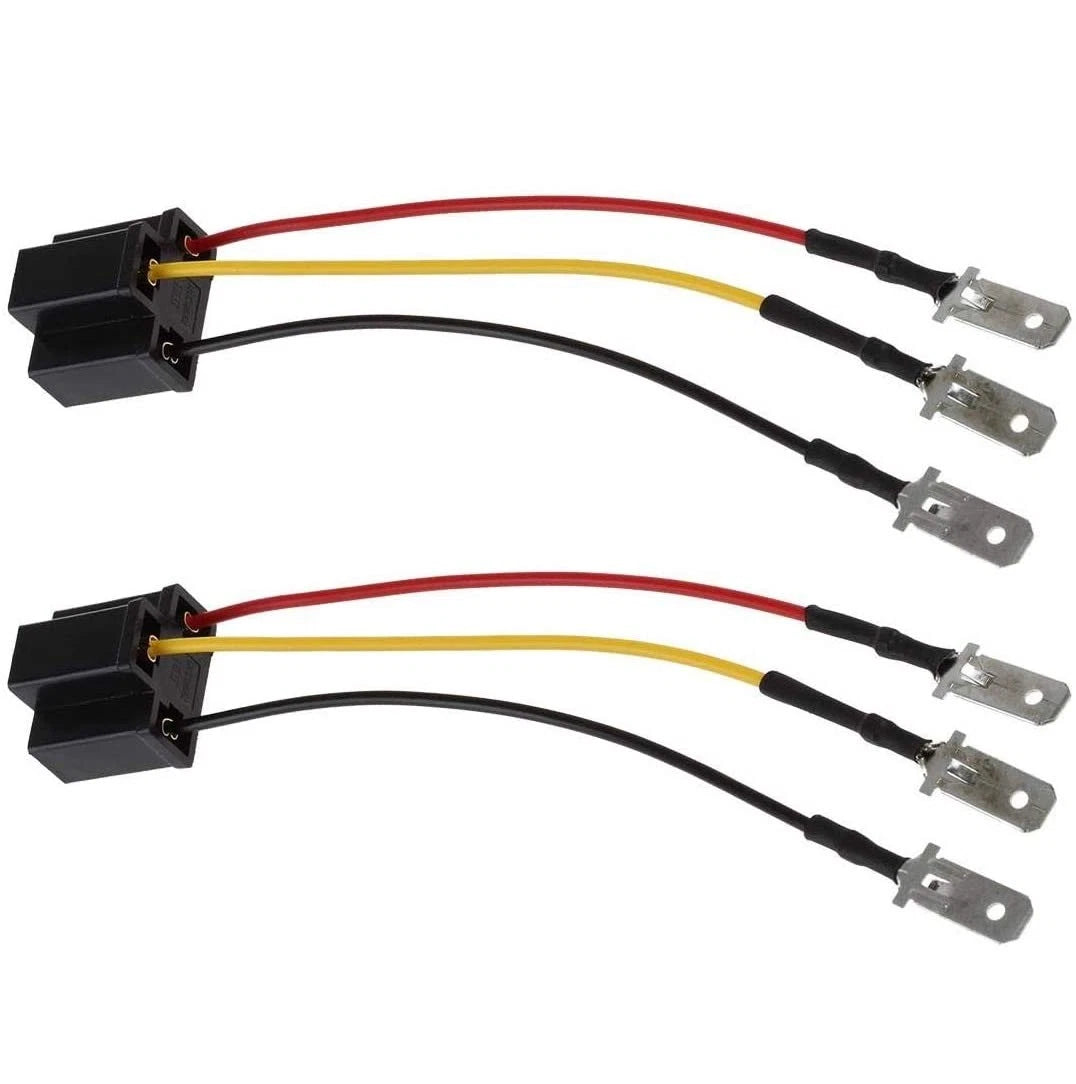 2X H4 9003 HB2 Wire to 3 Pins Adapters for 4"x6"/7"x6"