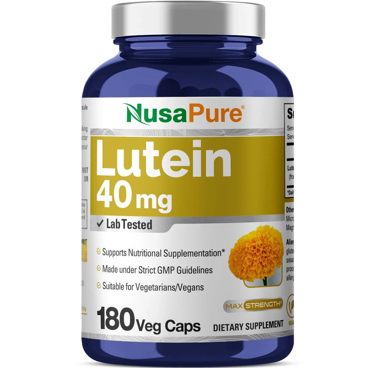 NusasPure Lutein 180 Count for Vegetarian/Vegan