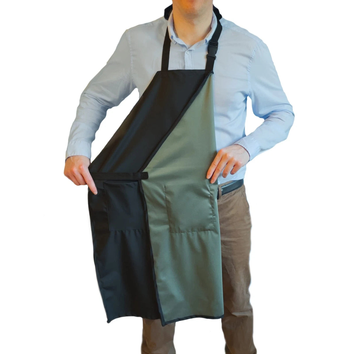 Waterproof Apron for Men and Women - 2 Pockets - Black (1 Pack)