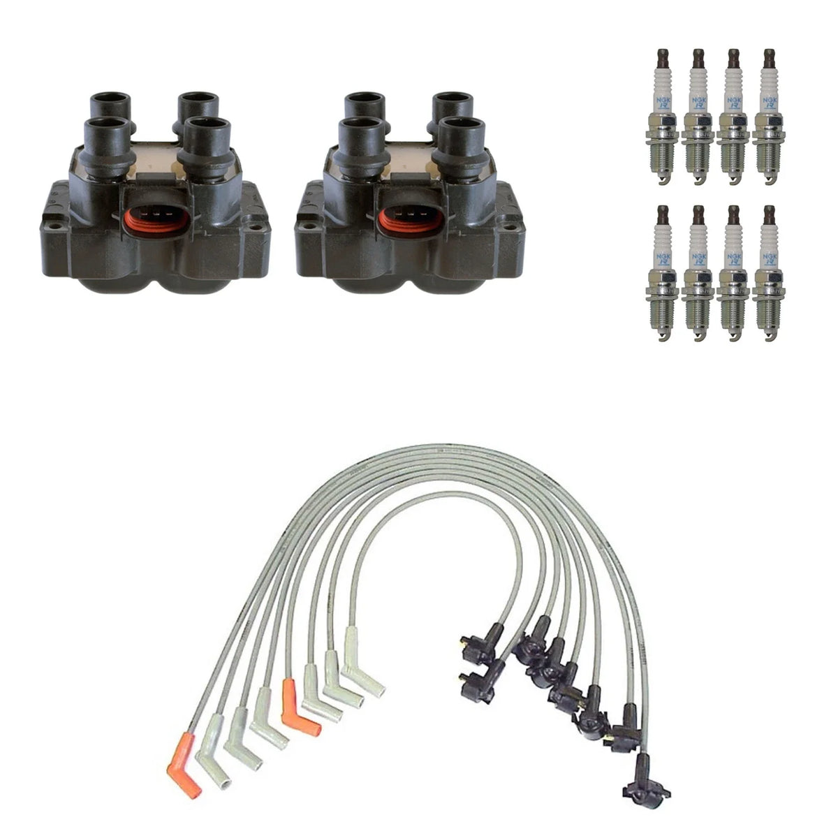 Set of 2 Ignition Coil Wires & 8 NGK Platinum Spark Plugs for Explorer (1991–1994)
