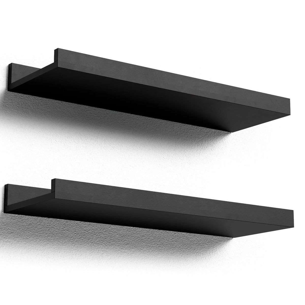 Set of 2 Floating Shelves for Wall Mounting - Modern Black 15.7 in