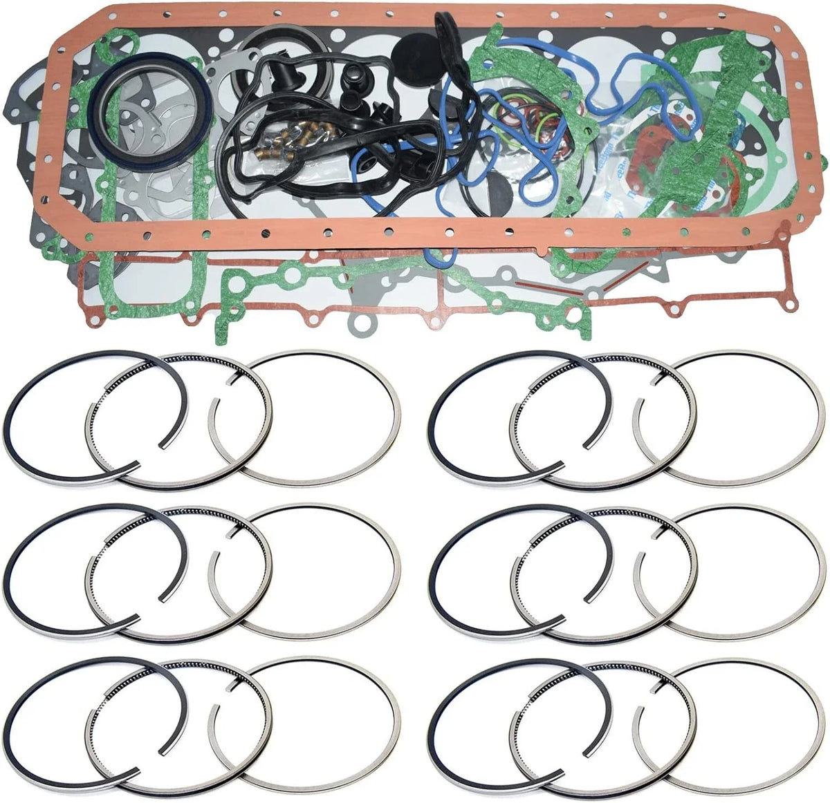 Full Gasket Kit + 6X Piston Rings for Caterpillar C7.1 (325D, 329D, 323D2)