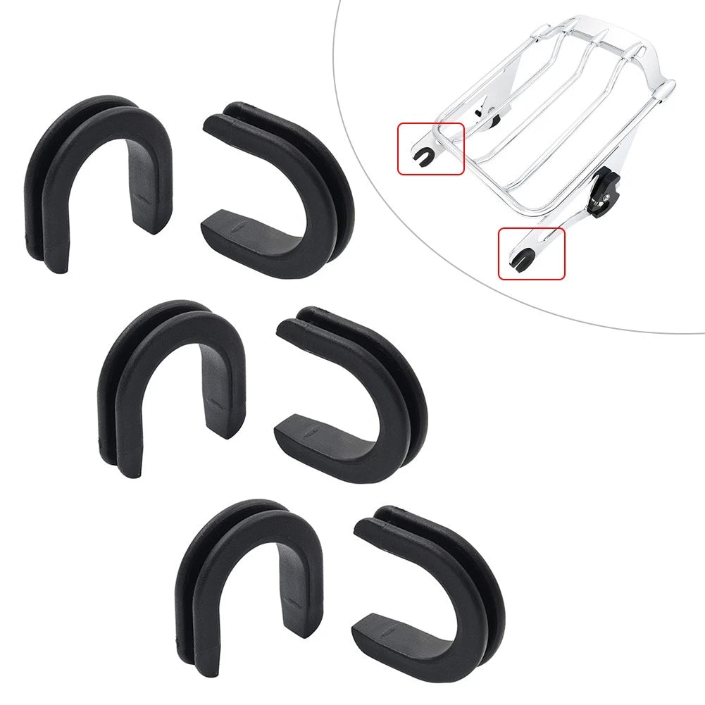 6x Luggage Rack Backrest Side Plate Mounting Bracket Grommet for Harley