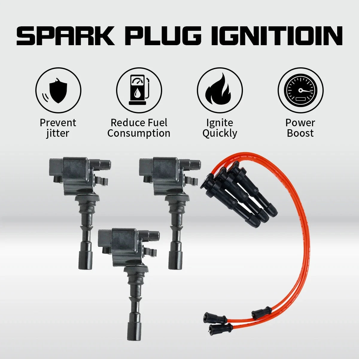 Ignition Coil & Red Spark Plug Wire for Hyundai Santa Fe 3.5L V6 (2003–2006) UF439