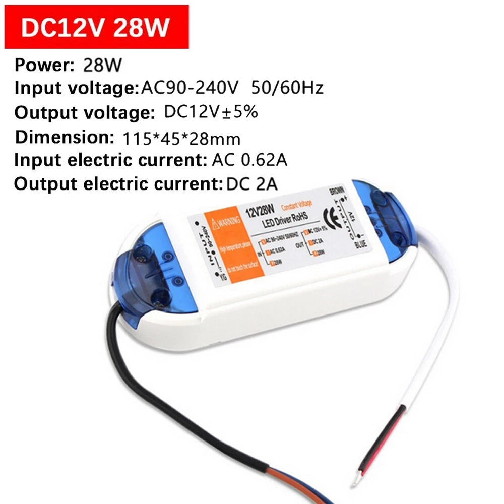 2Pcs LED Driver Power Supply Transformer 110V 240V DC 12V for LED Light