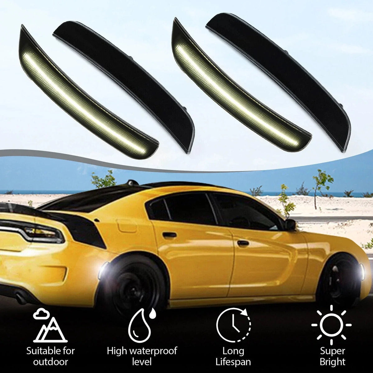 Smoke LED Side Bumper Marker Light for Dodge Charger (2015–2023)