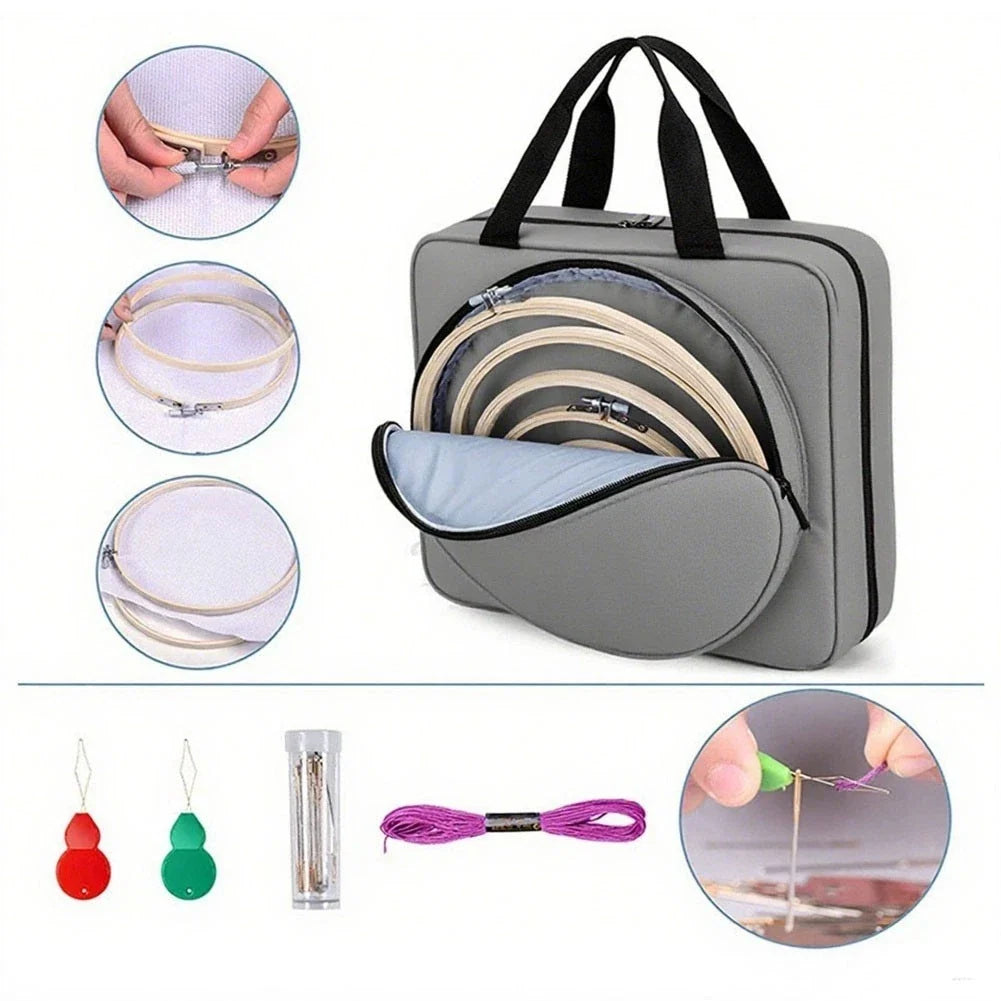 2X Embroidery Thread and Needle Storage Bag, Compact Design for Easy Carrying