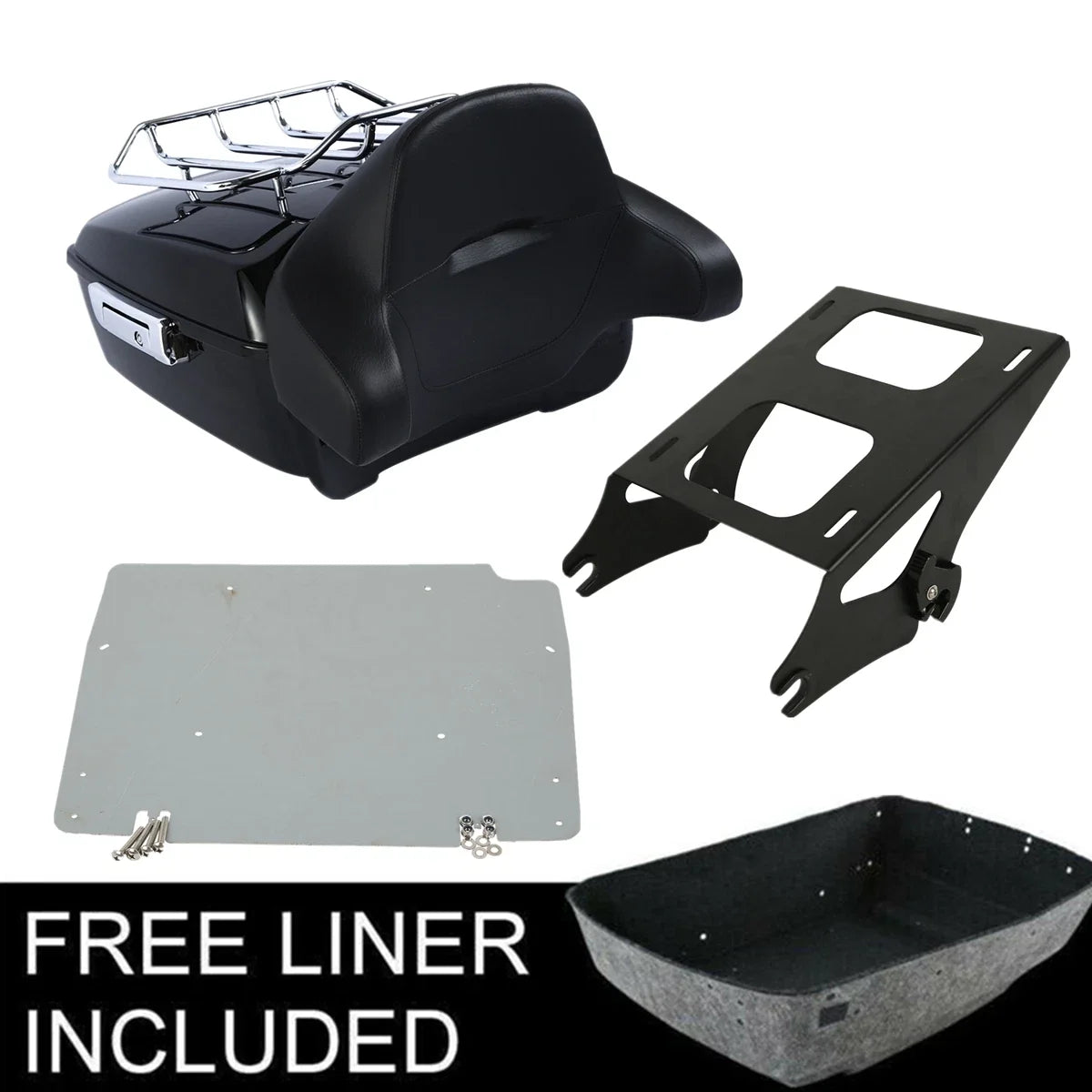 Trunk Backrest Pad Rack Mount Plate for Harley Touring Glide (2014–2023)