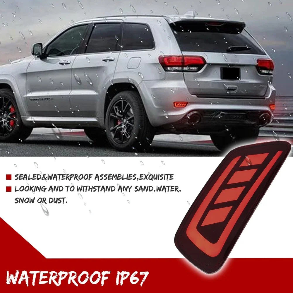 Red LED Rear Reflector Turn Signal Tail Lights for Jeep Grand Cherokee (2011–2021)