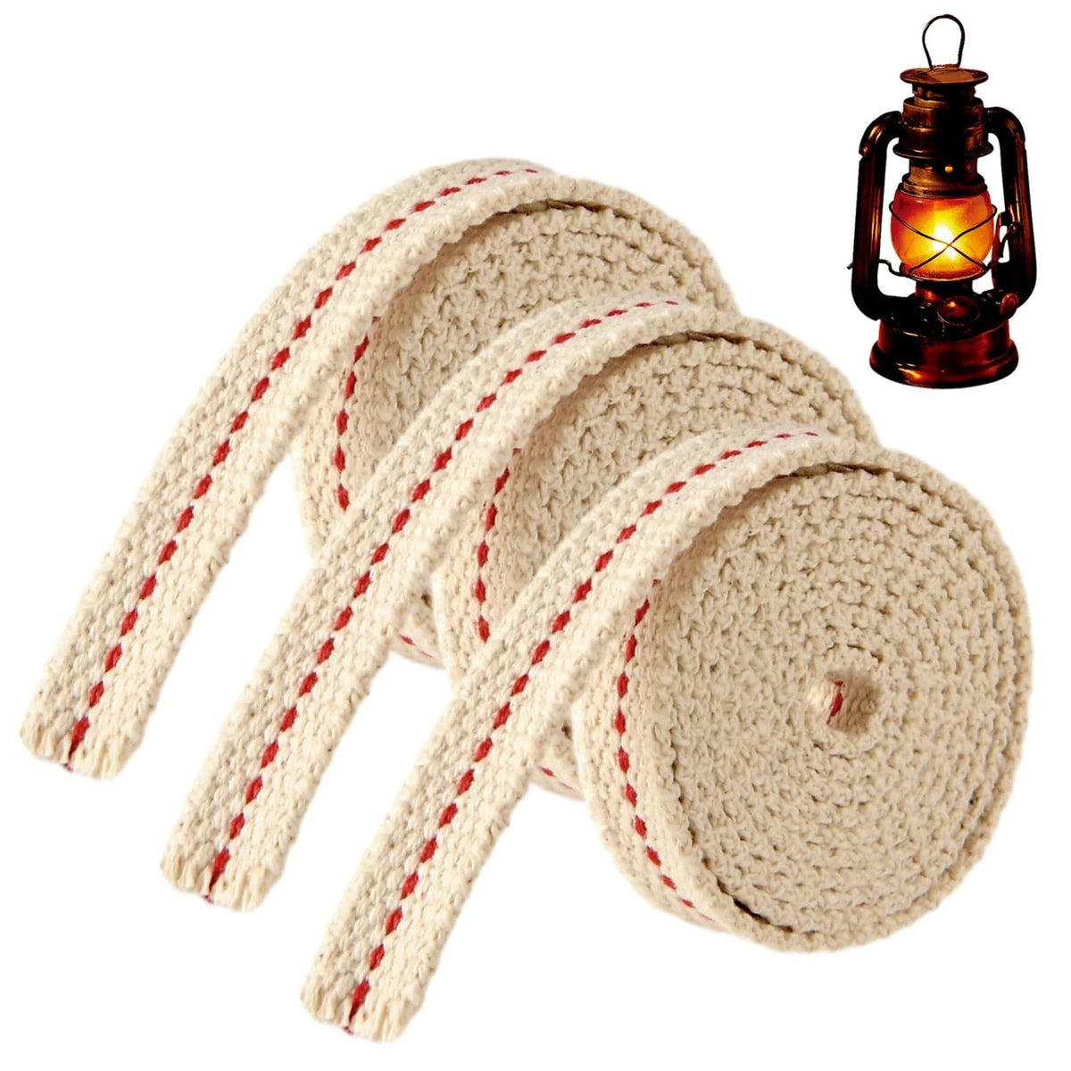 3 Rolls Lamp Wick for Oil Lanterns (10 Ft 1/2 Inch Flat Cotton)