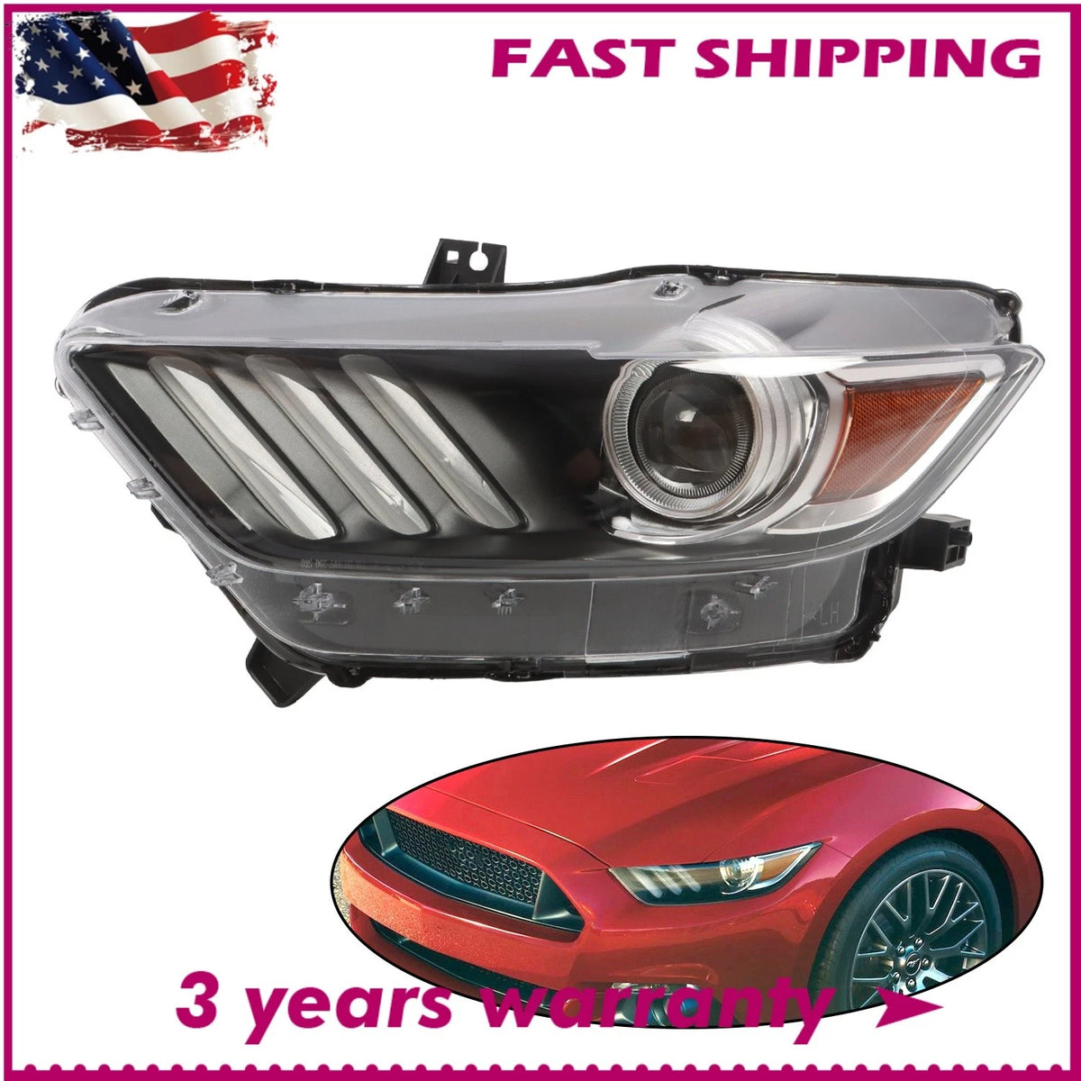 Driver Headlight Projector LED for Ford Mustang (2015–2017) FO2518124, FR3Z13008K