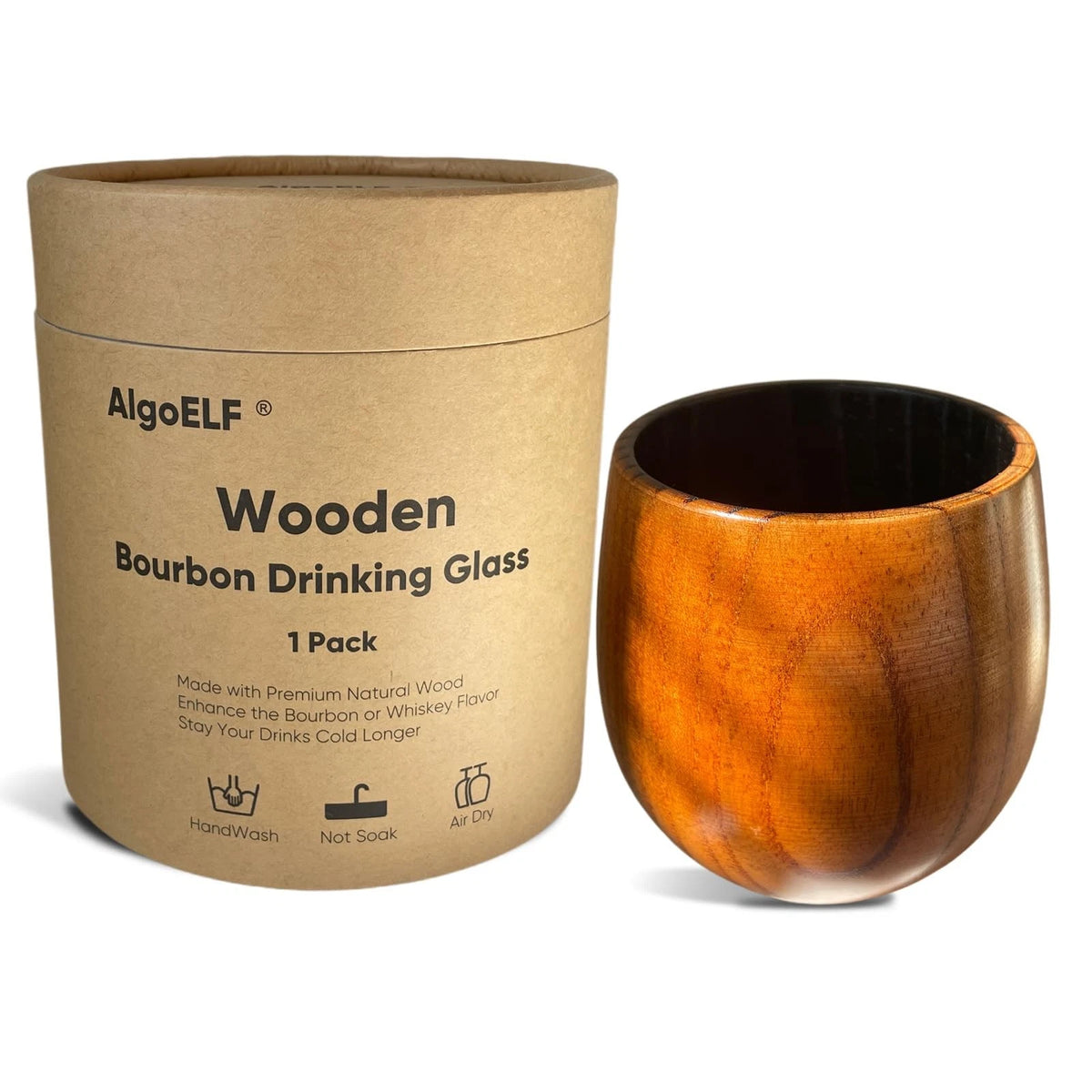 8 Ounce Charred Wooden Bourbon Drinking Glass