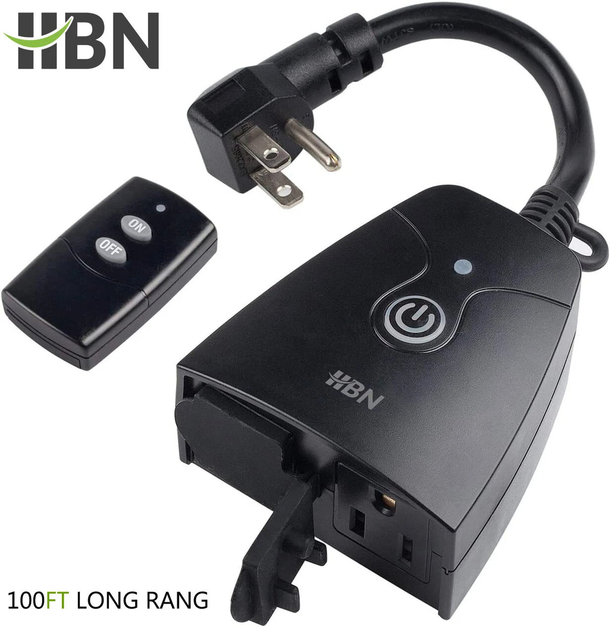 Wireless Remote Control Light Switch Outlet Plug for Outdoor Use (100 FT)
