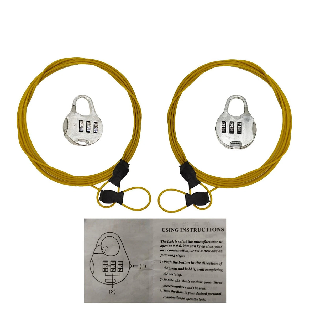 2X Cable Lock Double Loops 6.6Ft Long Security Cables for Automotive