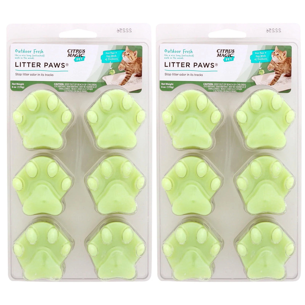 2X Citrus Magic Pet Odor Control Paws for Litter (Pack of 6)