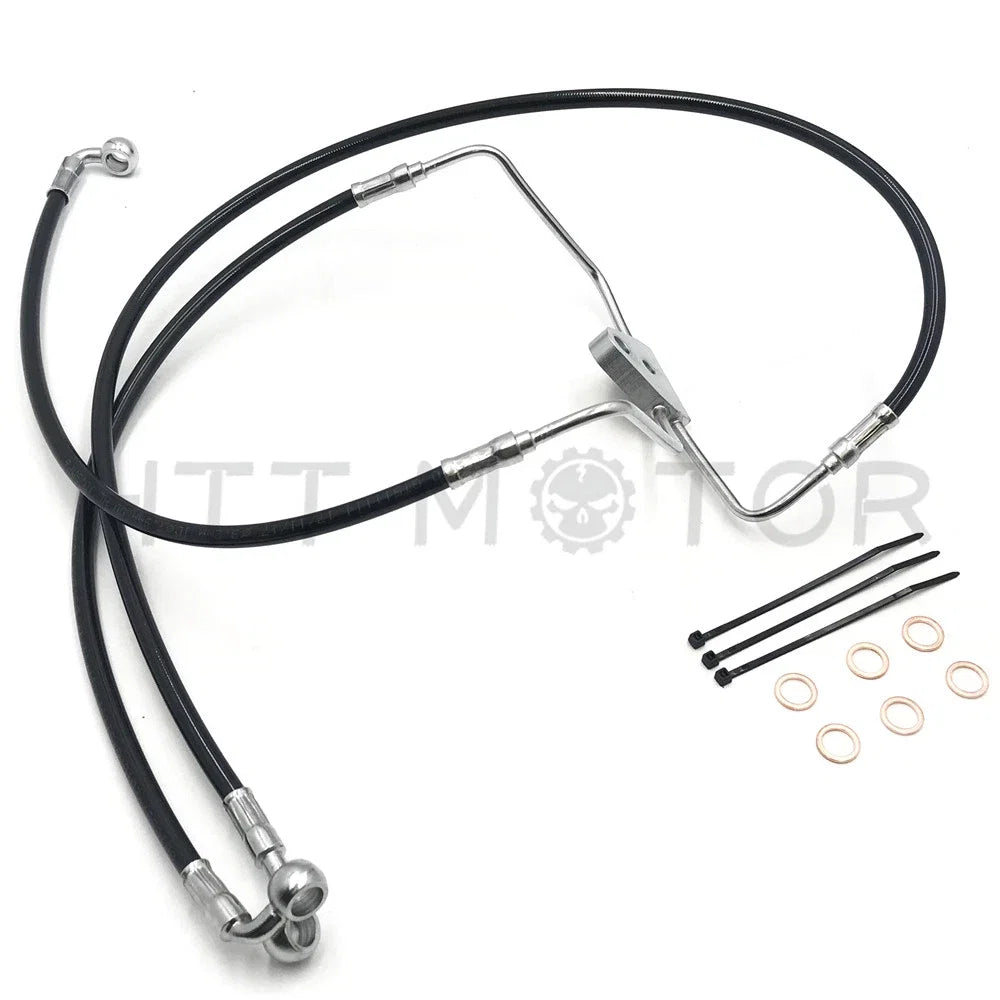 Front 12" Black Vinyl Brake Line Kit for Harley Touring (2008–2013)