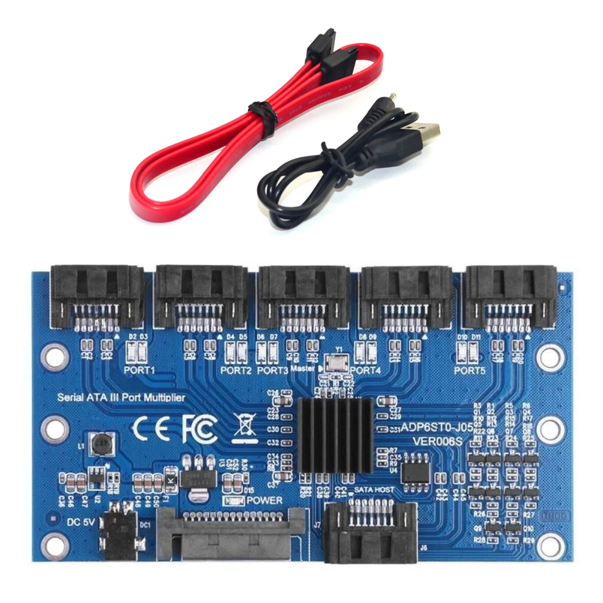 5-Port SATA 3.0 Expansion Card Hub Adapter for Mainboard