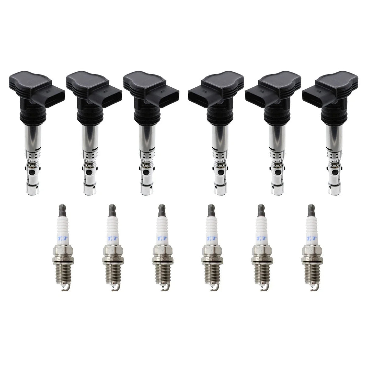Set of 6 Ignition Coils & Denso Platinum TT Spark Plugs for Audi A6 (2005–2011)