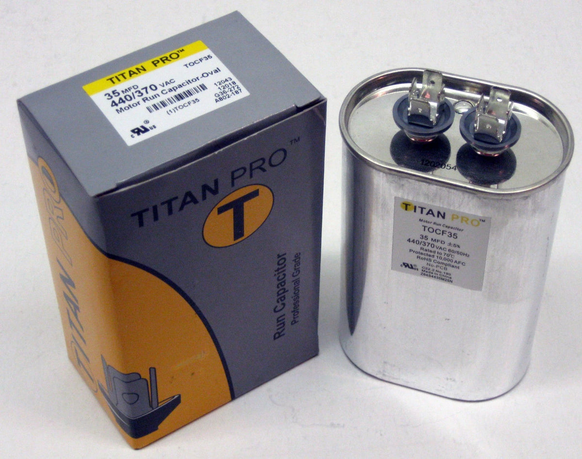 HVAC Motor Run Oval Capacitor 35 MFD/UF 440/370 Volts for TitanPro
