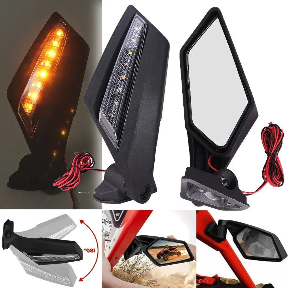 2X LED Rearview Mirrors for Can Am Maverick X3 MAX Turbo (2017–2024)