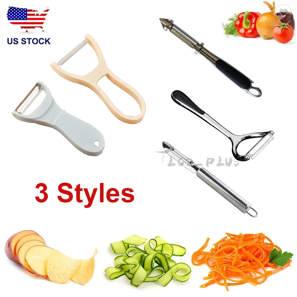 Set of 2 Stainless Steel Vegetable & Fruit Peelers for Kitchen Use