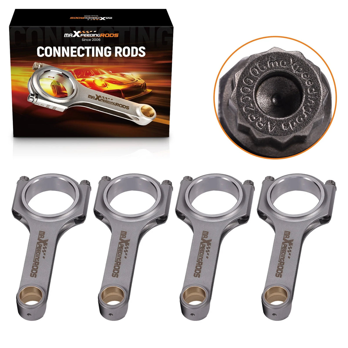 4X Forged H-Beam Connecting Rods with ARP2000 Bolts for Renault R5 GT Turbo (90LS4A)