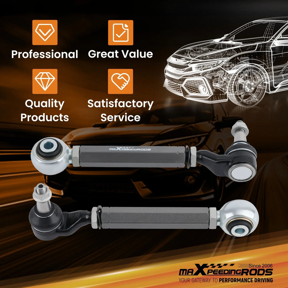 Adjustable Toe Rear Arms Spherical Ball Joint for Toyota Corolla iM (2017–2018)
