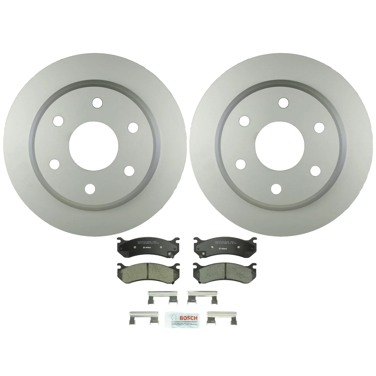 Set of 2 Bosch Rear Vented Rotors & Ceramic Brake Pads for Chevy GMC