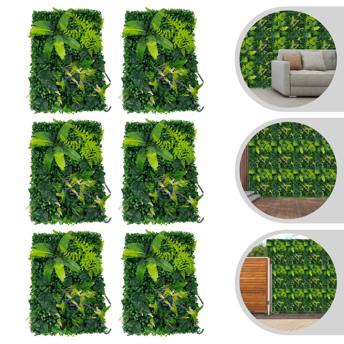 Set of 6 Artificial Greenery Wall Panels for Backdrop Decoration