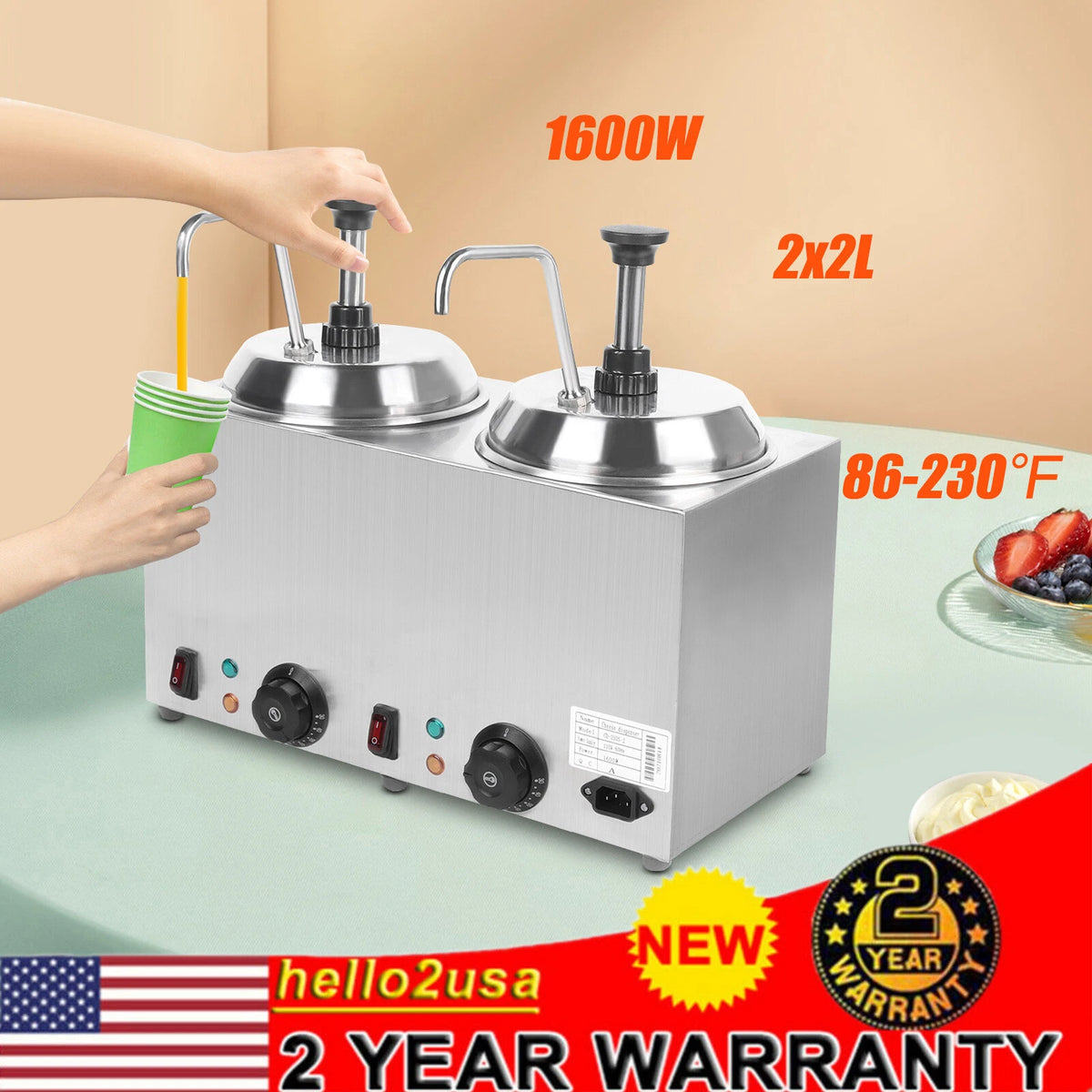 Commercial Hot Fudge Nacho Cheese Dispenser Melting Warmer Machine