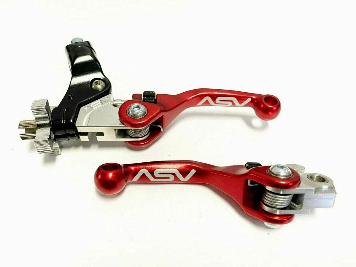 2X Shorty Brake Clutch Perch Levers Red for Suzuki RM (65–85)