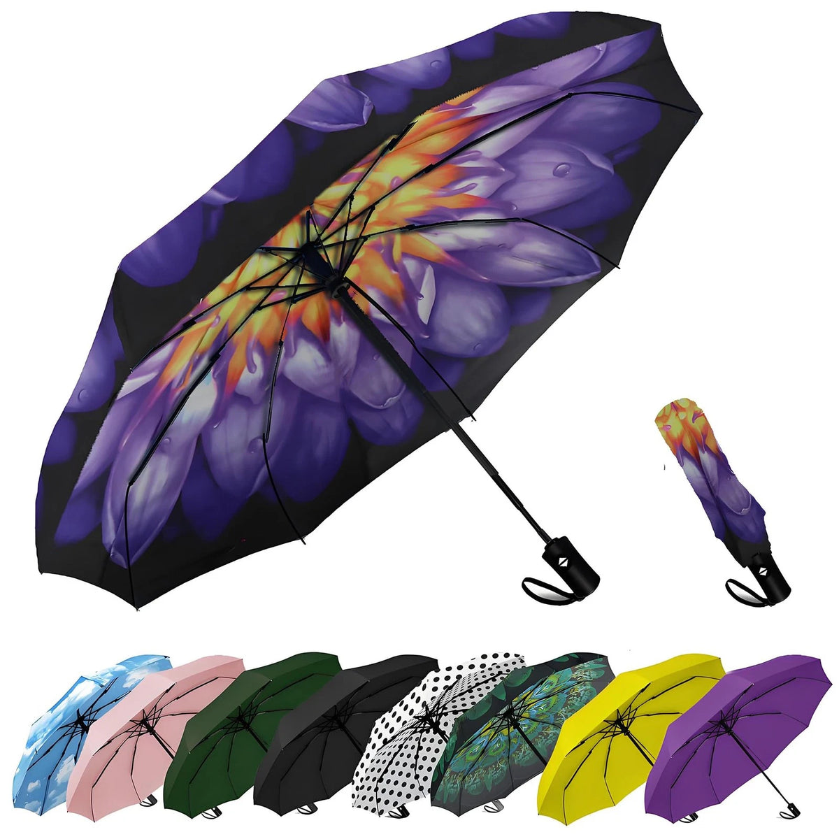 Windproof Compact Travel Umbrella for Water Lily (42 Inch)