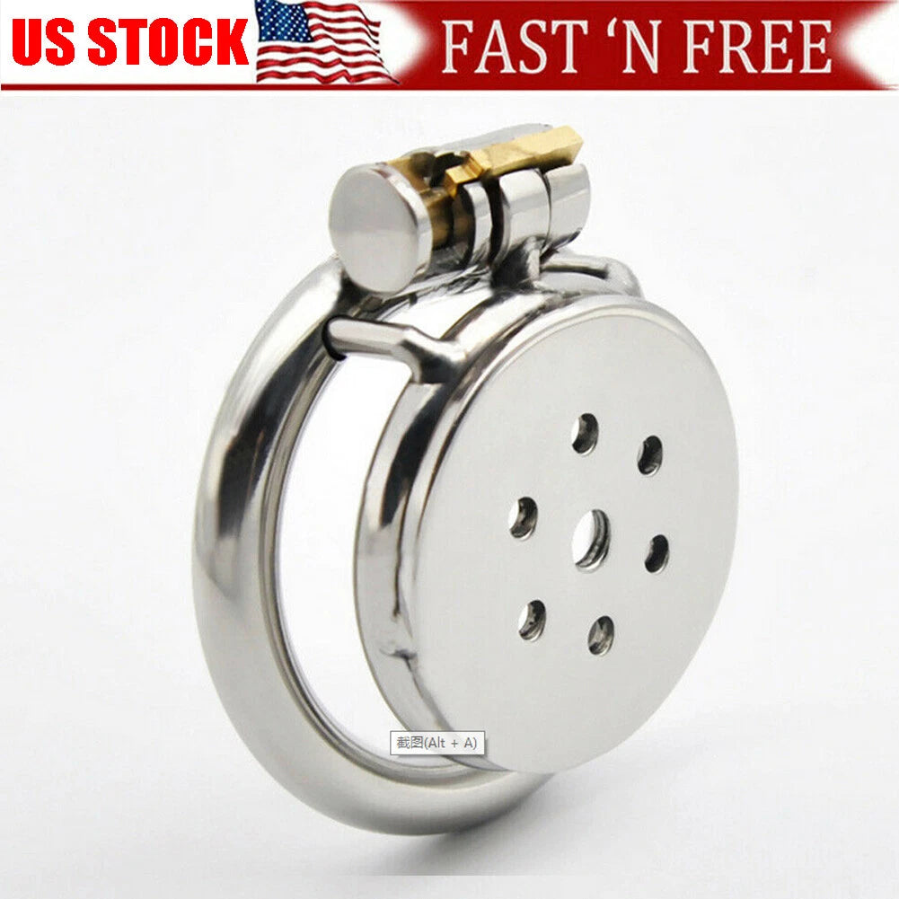 Super Short Stainless Steel Male Trumpet Cage Chastity Lock Device