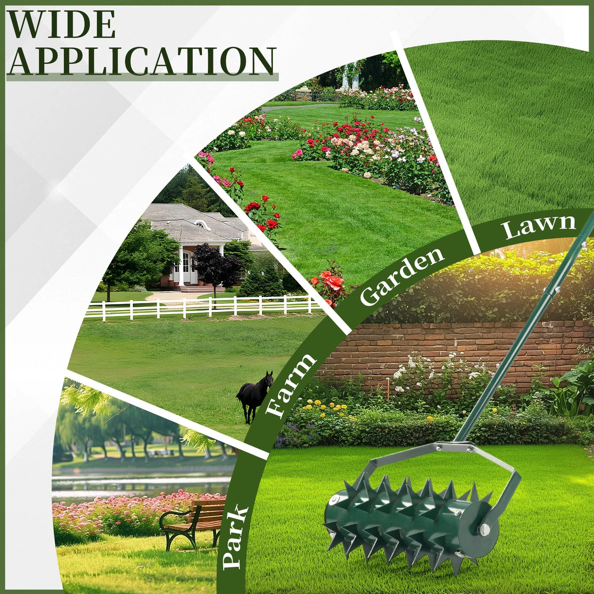 18in Lawn Aerator for Heavy Duty Rolling Aerator Tool (Manual)