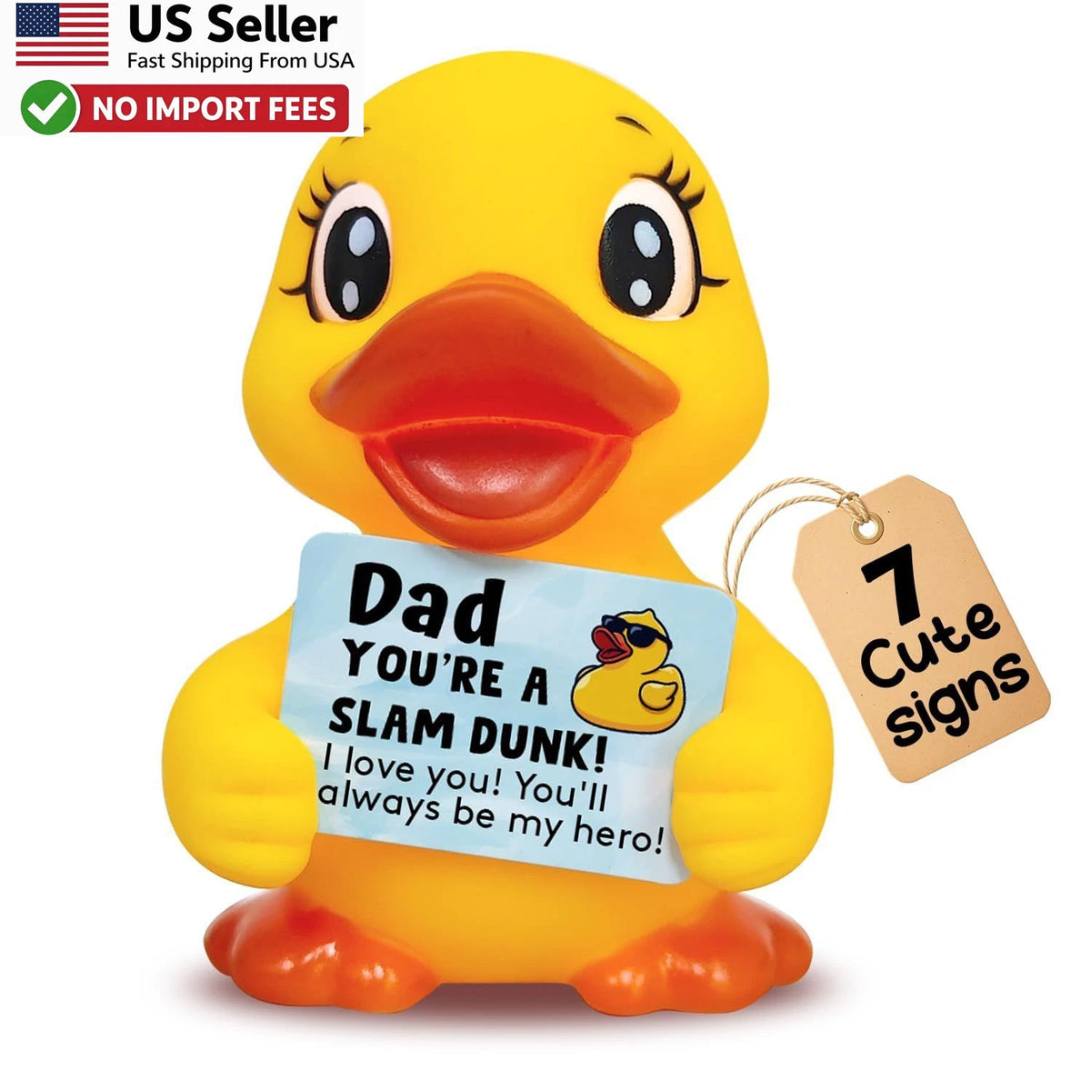 Funny Rubber Duck Dad Gift with 7 Cards Desk Decor
