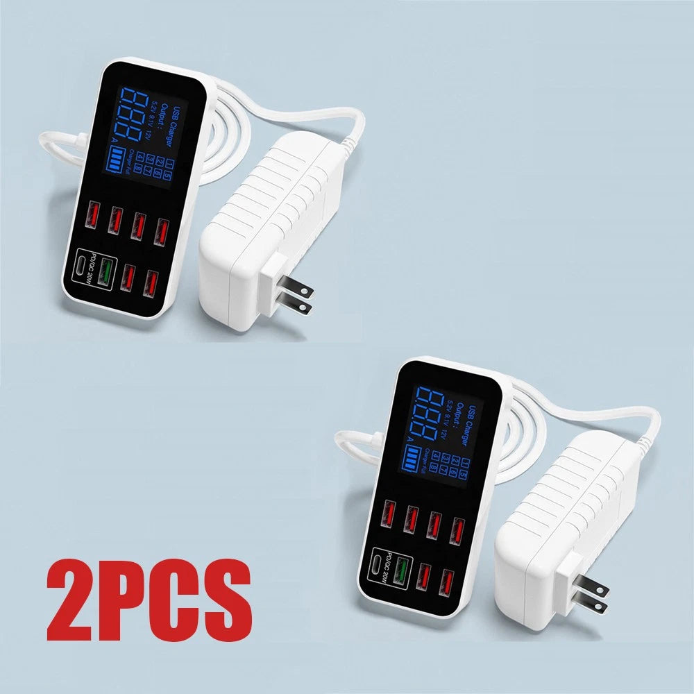 8-Port Quick Charge 3.0 USB Charging Station Hub for Multi-Device Use